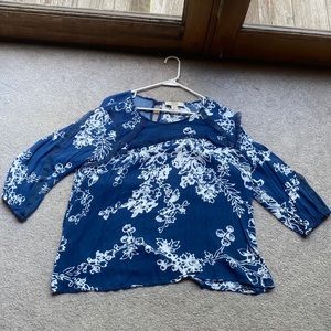 Vintage America Floral Navy blue blouse